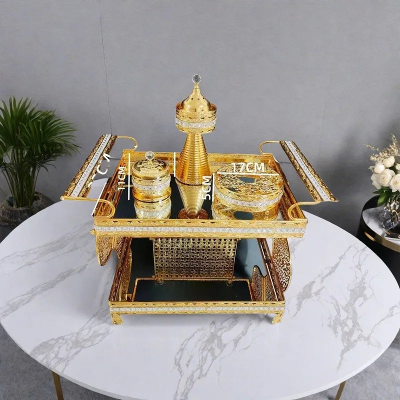 Luxury Ethiopia Eritrea Habesha Middle Eastern Coffee Table Incense Burner – Aromatherapy Stove & High-End Metal Ornament Set