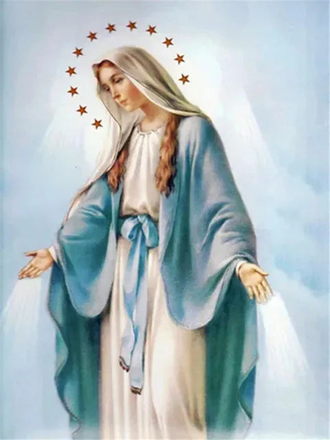 AZQSD Diamond Painting Virgin Mary Cross Stitch Embroidery Religious Icon Mosaic Diy Full Round Drill 30x40cm Rhinestones Gift