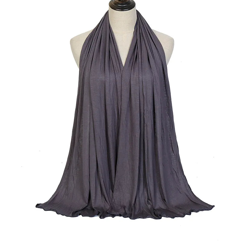 Cotton Jersey Hijab Scarf Long Shawl Plain Soft Turban Tie Head Wraps For Women Headband 170x60cm