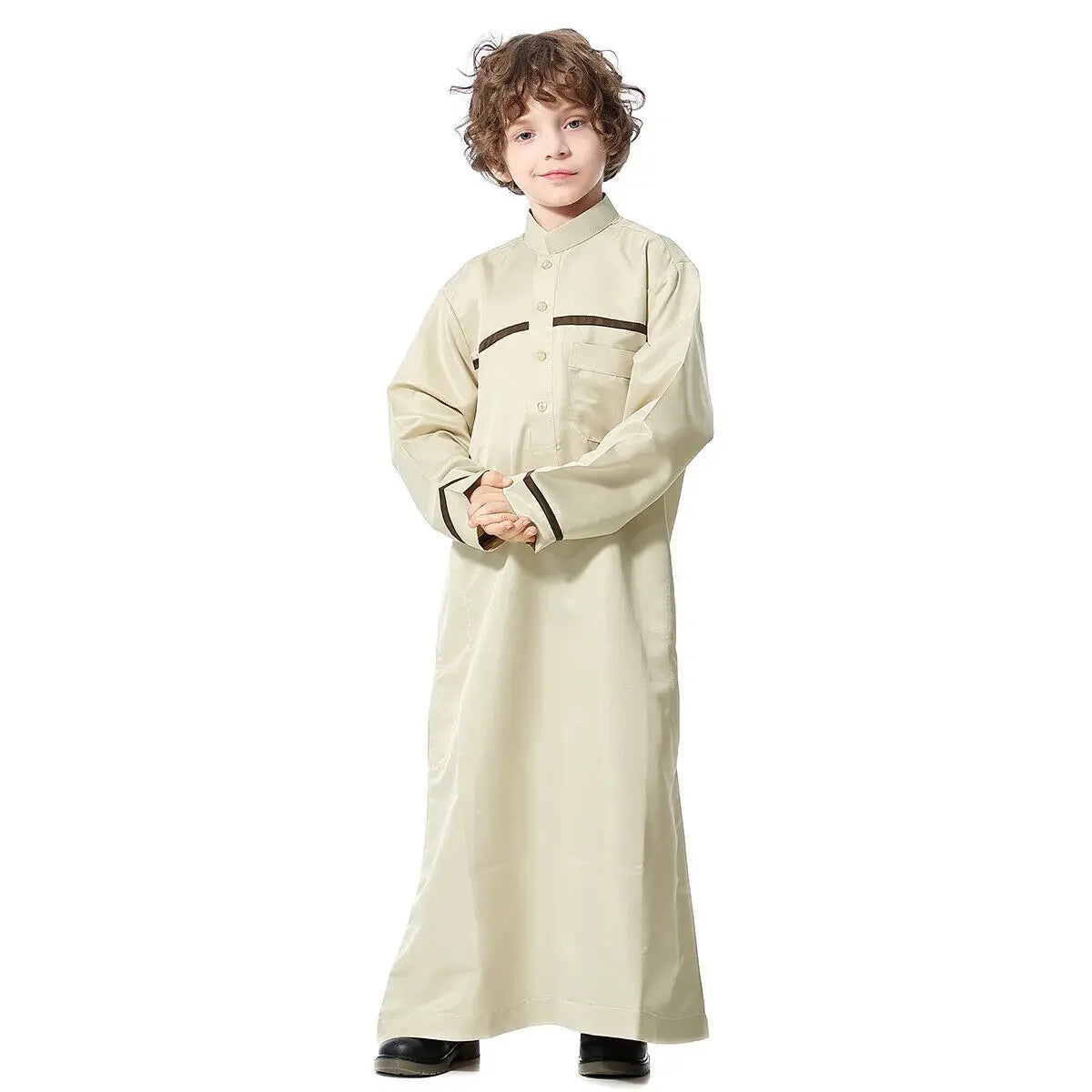 Arab Jubba Boys Robe Kids Abayas Kaftan Islamic Clothing Long Sleeve Thobe Middle East Teenage Clothing Muslim Ramadan Eid Dress