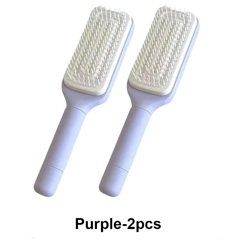 Exclusive Self-Cleaning Hairbrush with Retractable Bristles – Anti-Static Scalp Massager & Easy Hair Removal Comb