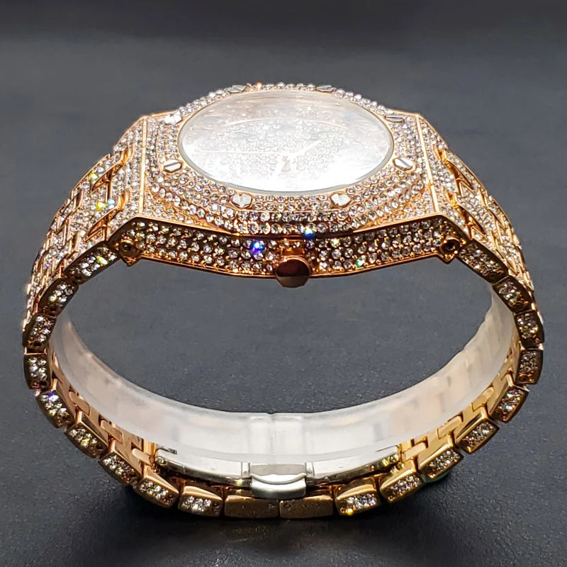 Orologi di lusso con diamanti pieni per uomo Top Brand Hip Hop Iced Out Numero arabo Orologio da uomo Orologio impermeabile in acciaio moda Dropshipping