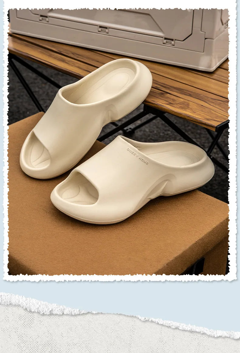 Shevalues 2025 Summer Men's Sandals – Anti-Slip, Casual Beach Shoes, Open-Toe, Breathable Bathroom Slippers, Platform, Cozy Comfort