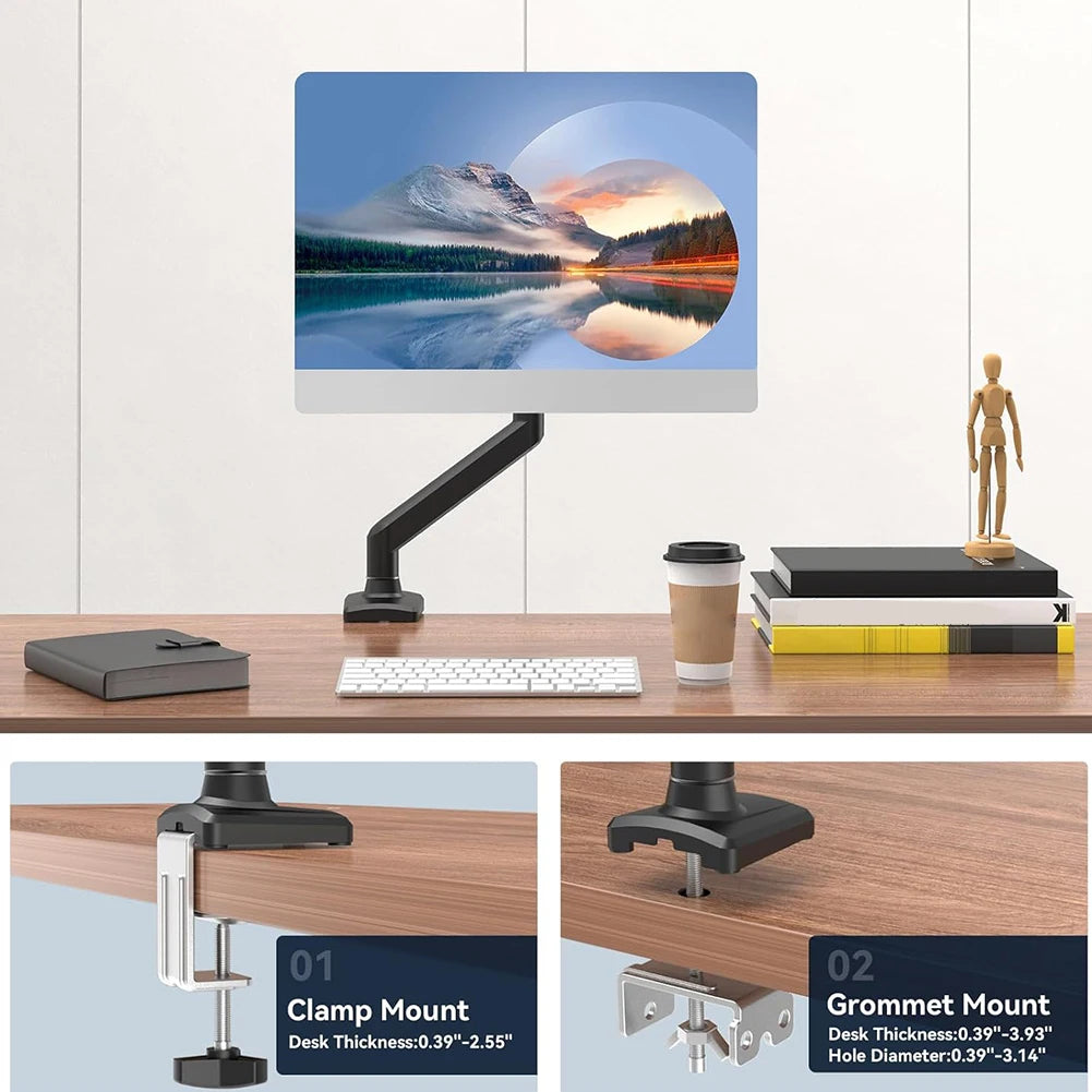 Adjustable Single Monitor Stand – Swivel Display Mount for 17”-32” Screens, Supports 4.9–19.8 lbs, Ergonomic Desk Bracket for Home & Office