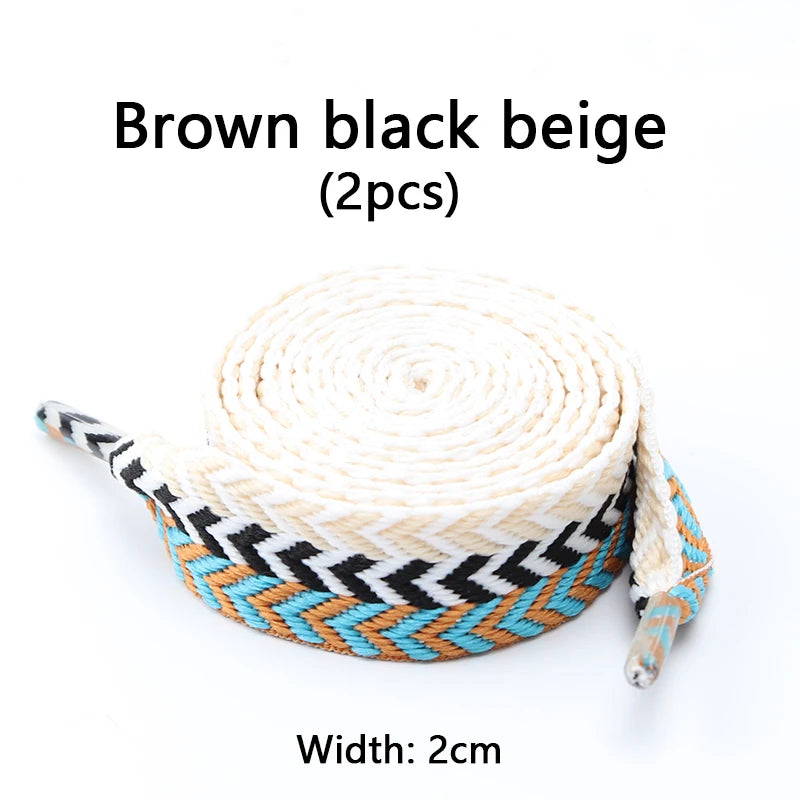 Flat Wavy Shoelaces for Sneakers – Trendy Wide Replacement Shoe Laces for Casual, Sport & Streetwear Shoes (1.5cm / 2cm / 3cm Widths)