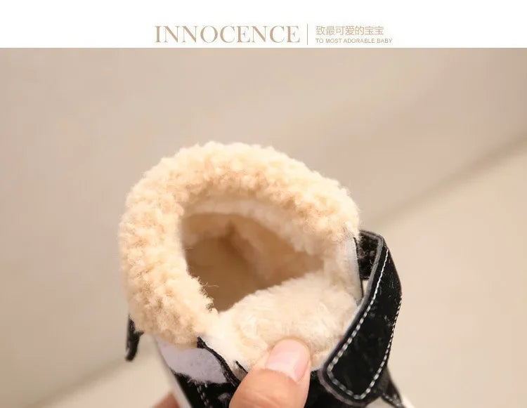 Children's Winter Warm Boots – Boys' & Girls' Waterproof Cotton Shoes with Thick Velvet Lining