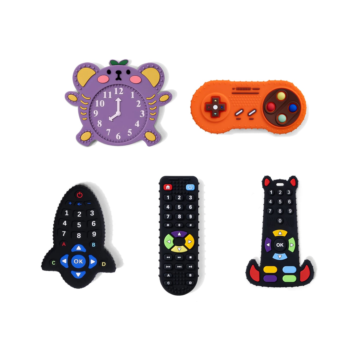 TYRY.HU 1pc Baby Silicone Teether – Remote Control Shape, Rodent Gum Pain Relief, Sensory Educational Teething Toy for Kids