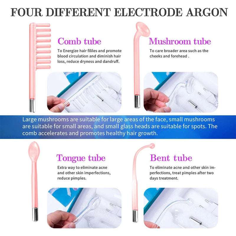 4-in-1 High-Frequency Facial Wand – Galvanic Therapy Tool for Acne, Anti-Aging, Hair Growth & Skin Care