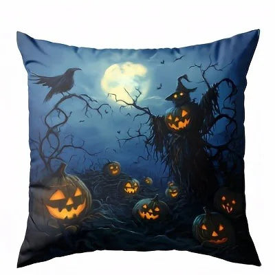 Spooky Halloween Pillowcases – Pumpkin & Enchanted Night Scene Cushion Covers for Holiday Decor and Gifting