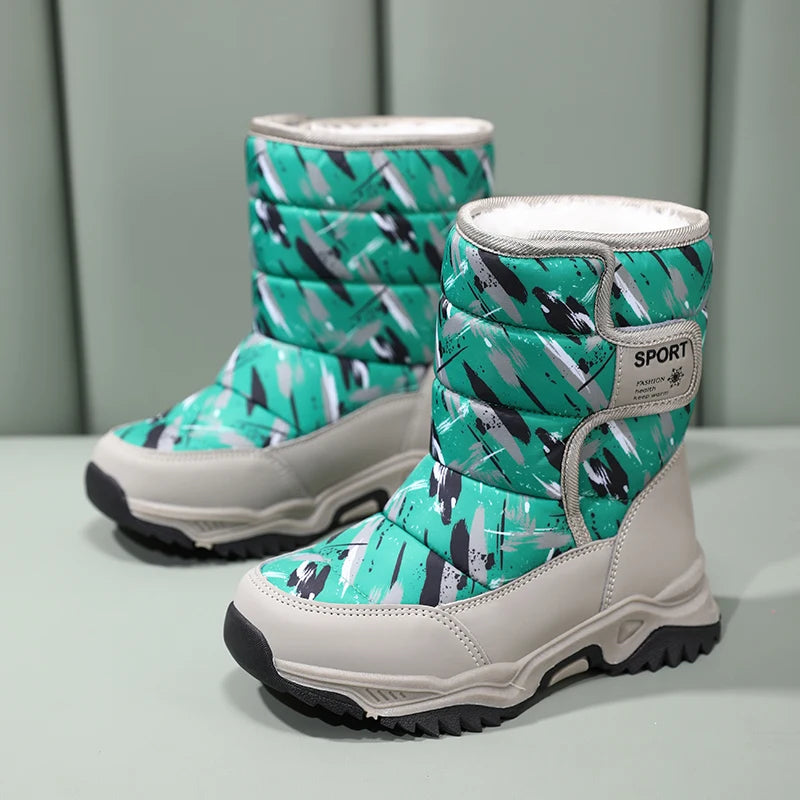 Kids Winter Snow Boots – Warm Plush-Lined Waterproof Ankle Boots for Boys & Girls | Non-Slip Outdoor Footwear for Cold Weather