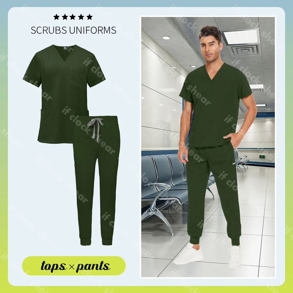 Unisex Surgical Uniform Nurse Accessories Pet Clinic Veterinary Scrub Uniform Dental Hospital Work Clothing Medical Nursing Suit