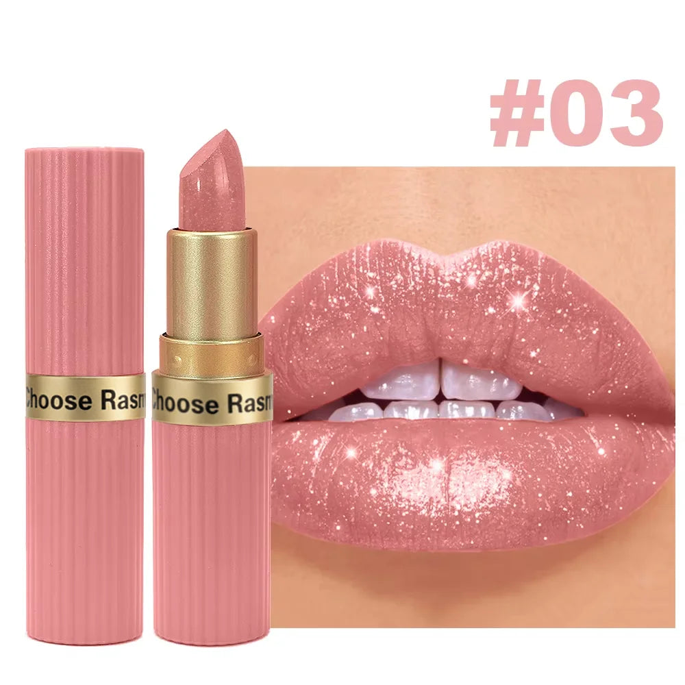 Pearlescent Velvet Lipstick – Long-Lasting Metallic Shimmer Finish, Waterproof Makeup