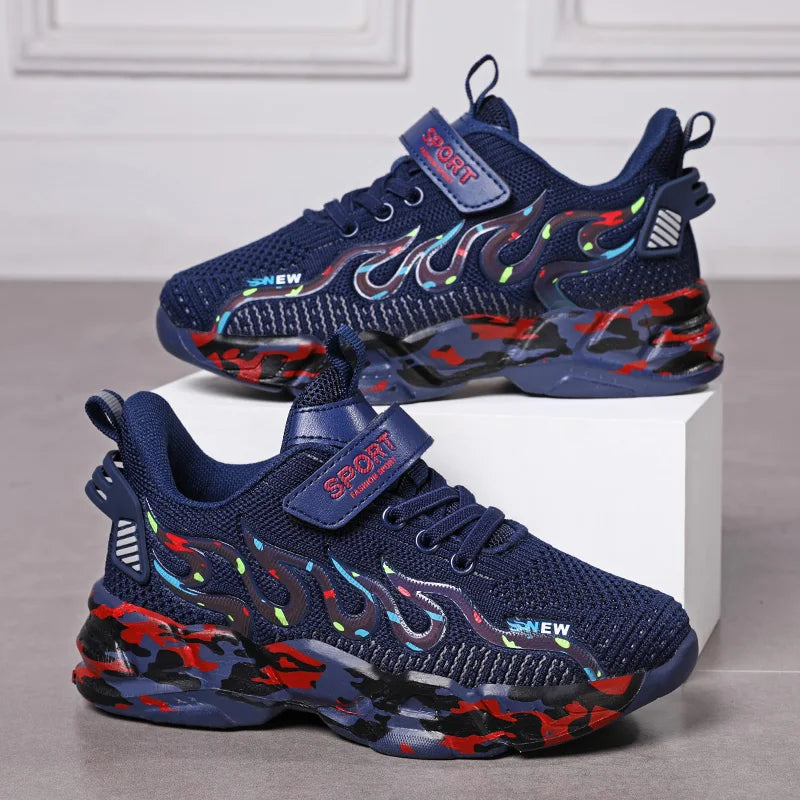 Kids Running Sneakers – Breathable Mesh Casual Shoes for Boys (Ages 7–12)