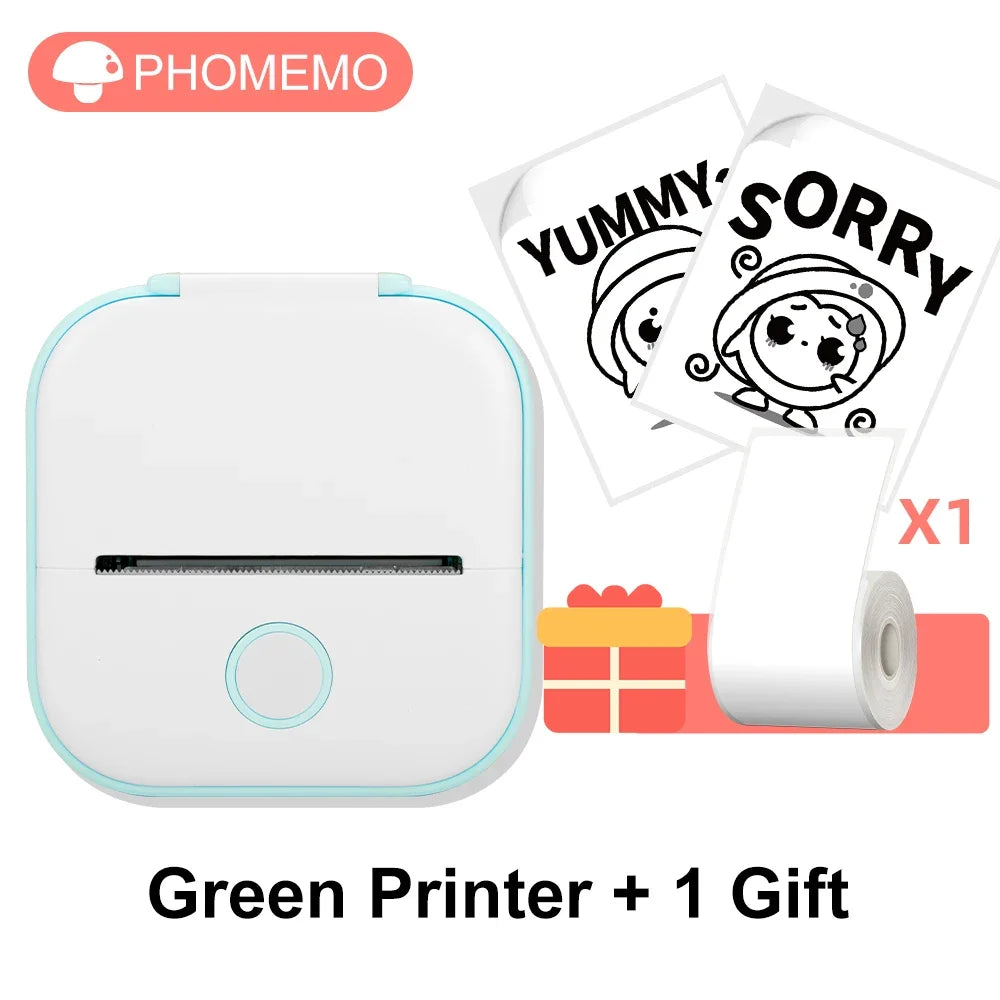 Phomemo T02 Wireless Mini Thermal Printer – Portable Bluetooth Pocket Printer, 203 DPI, Inkless Photo & Label Printing for iOS & Android – Ideal for Notes, Memos, Journals, Crafts