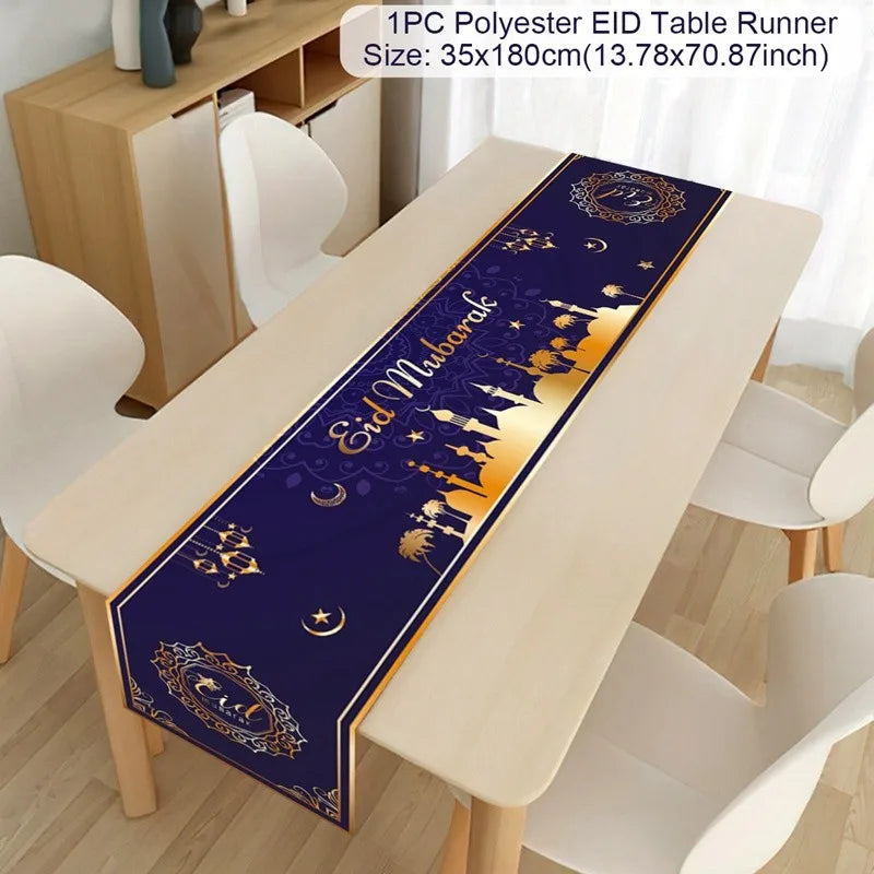 Ramadan Decoration Table Runner EID Mubarak Decor 2025 Home Tablecloth Ramadan Kareem Islamic Muslim Party Eid Al-Fitr Gifts