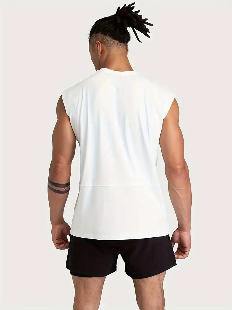 Summer Fitness Vest for Men, Breathable and Loose-Fitting Training Sleeveless T-shirt, Quick-Drying Vest, Fitness Male Clothing