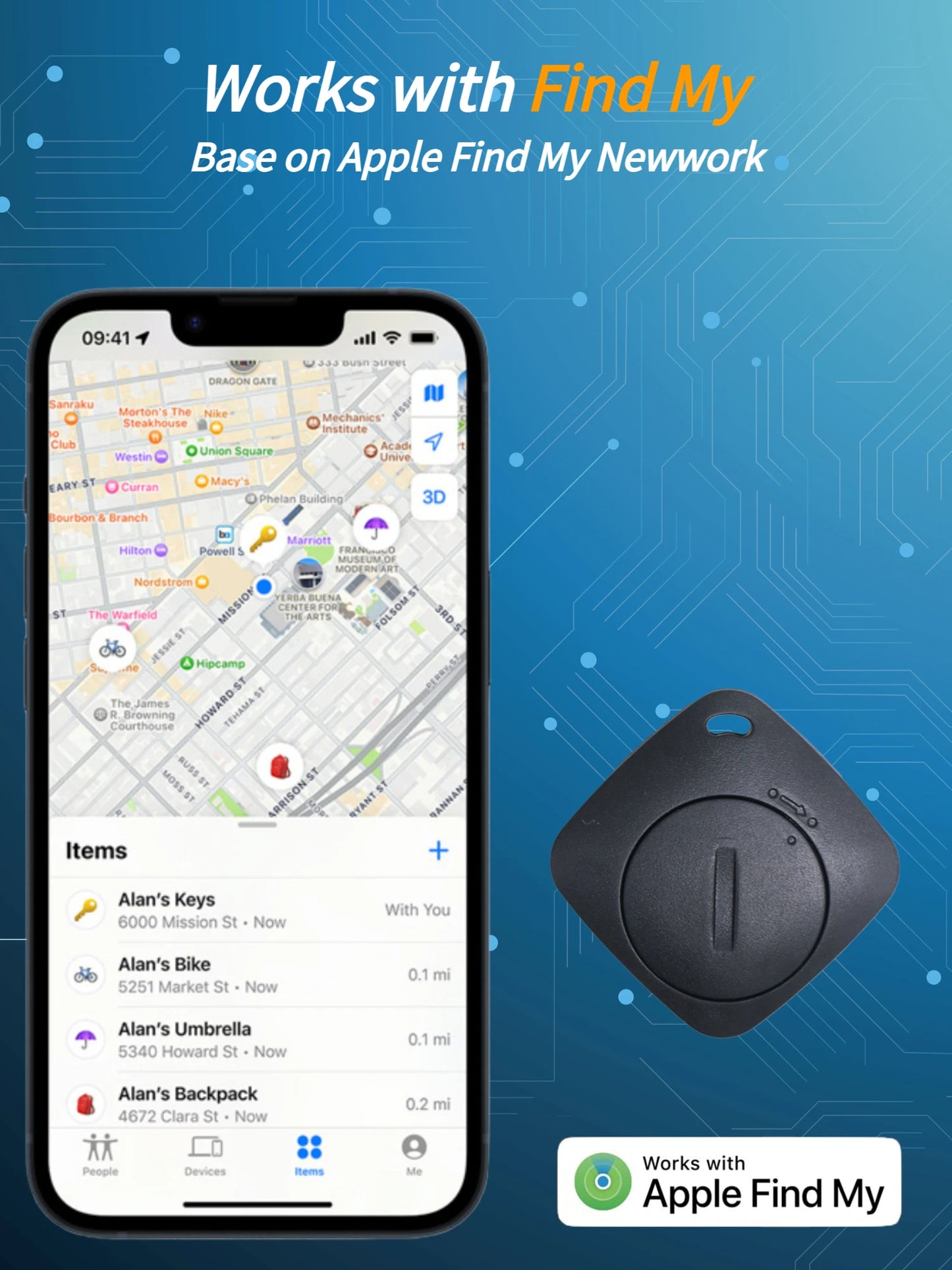 Smart GPS MFI-Rated Locator Bluetooth iTag Tracker for App, Anti-Lost Reminder, Global Positioning, Vehicle, Wallet, and Pet Finder Airtag