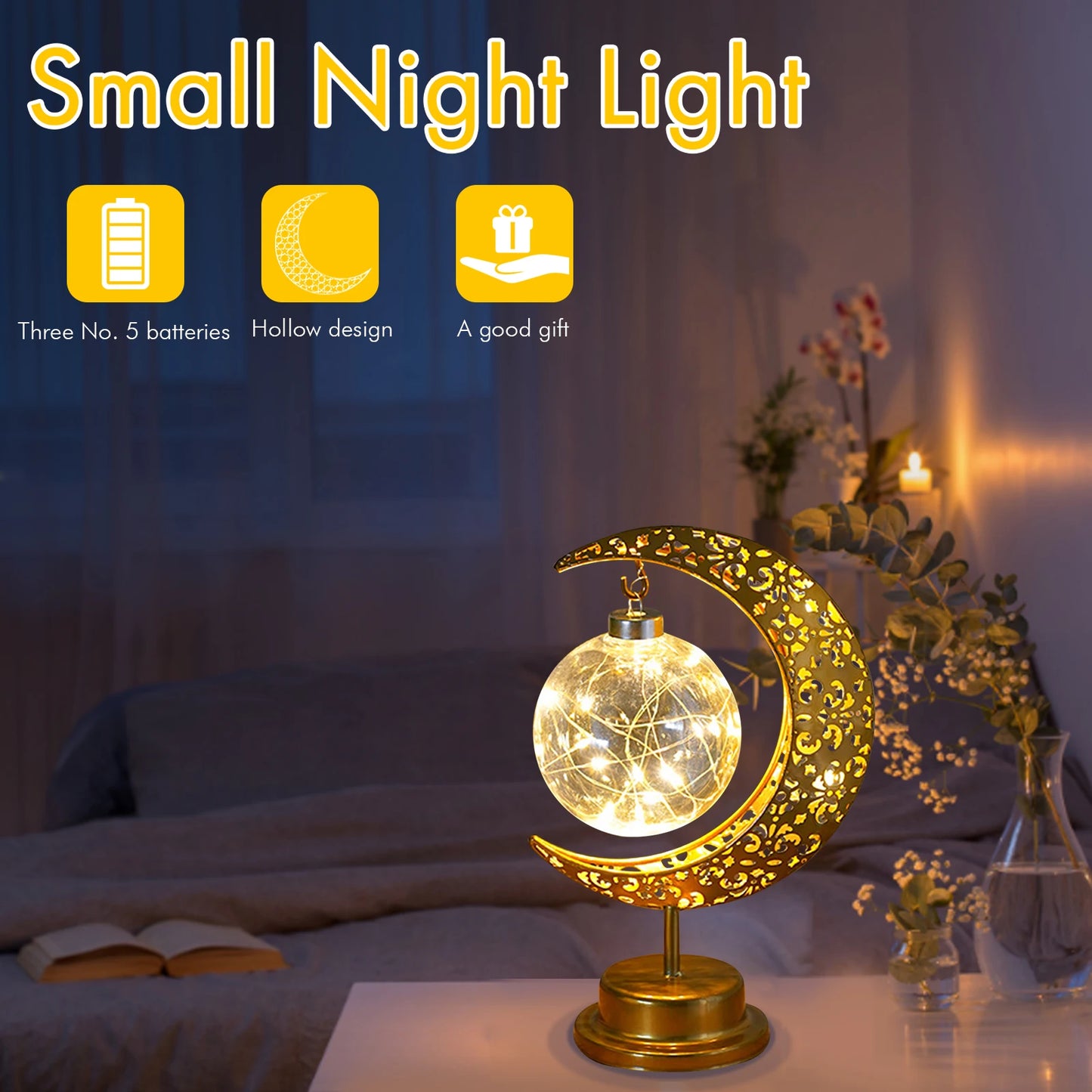 Ramadan Desk Lamp Led Moon Lamp Decoration for Home Metal Ramadan Kareem Light Decoration Eid Mubarak Muslim Eid Al Adha Gifts