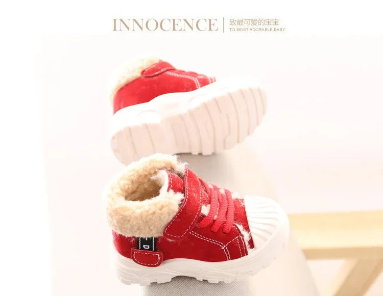 Children's Winter Warm Boots – Boys' & Girls' Waterproof Cotton Shoes with Thick Velvet Lining