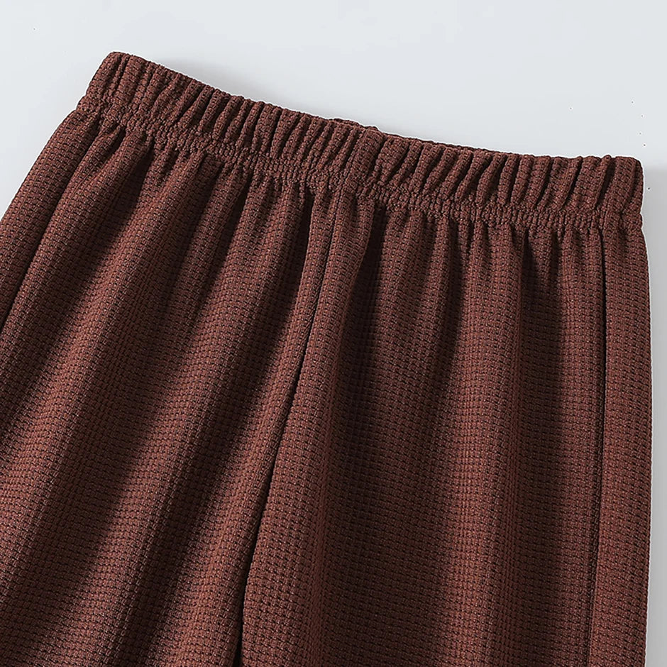 1/3-Piece Autumn & Winter Waffle Knit Sweatpants for Boys & Girls – Solid Color, Casual & Sporty