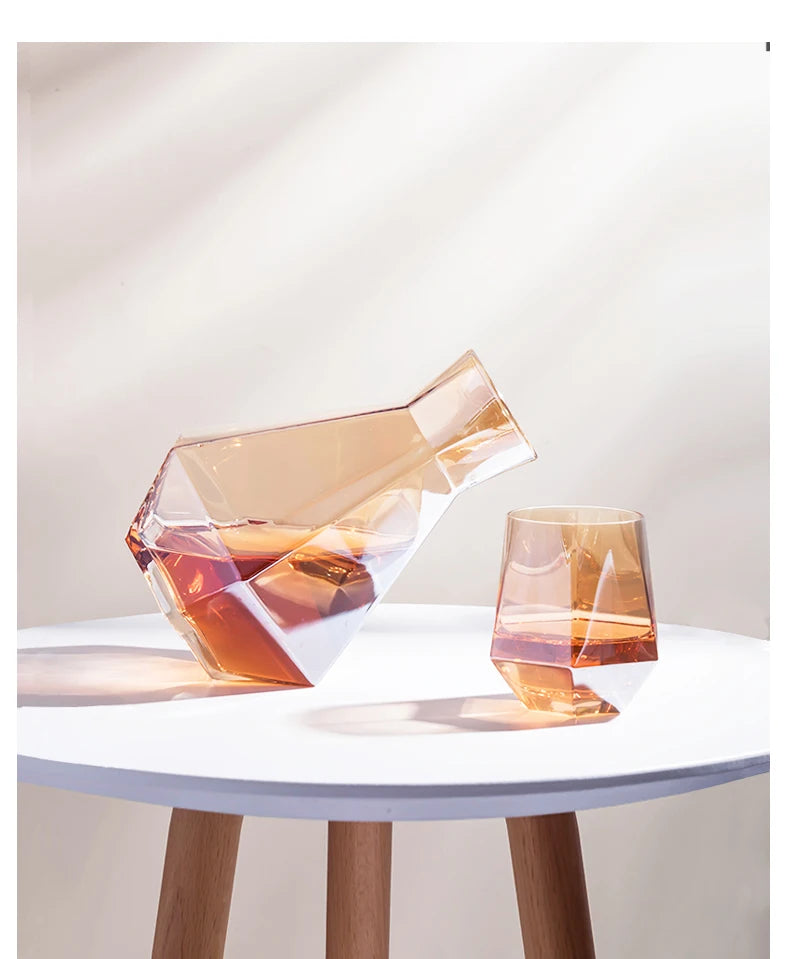 Nordic Creative Glass Diamond Hexagonal Juice Large-capacity Cold Water Bottle Drink Milk Beer Cup Dinner Plate Storage Tray