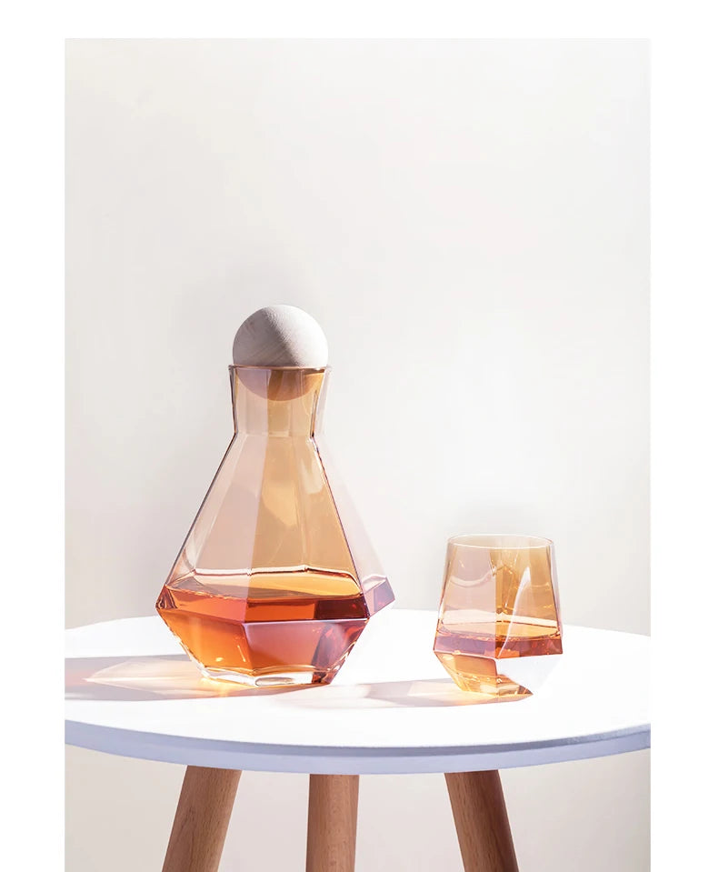 Nordic Creative Glass Diamond Hexagonal Juice Large-capacity Cold Water Bottle Drink Milk Beer Cup Dinner Plate Storage Tray