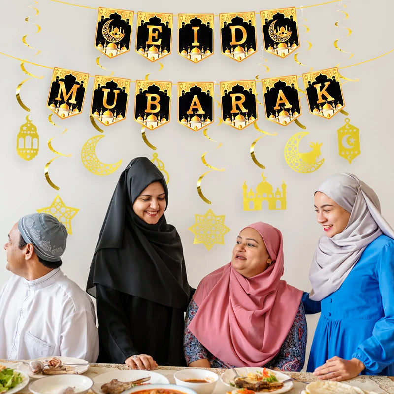 2025 Eid Mubarak Decor Banner Ramadan Mubarak Banner Ramadan Kareem Decoration for Home Islamic Muslim Party Eid Al Adha