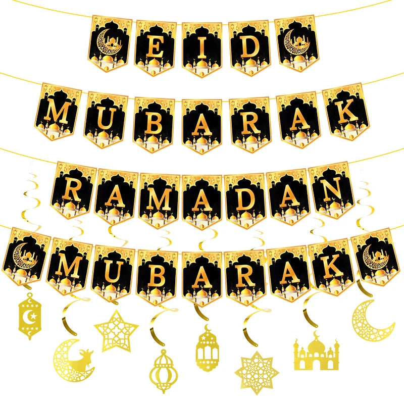 2025 Eid Mubarak Decor Banner Ramadan Mubarak Banner Ramadan Kareem Decoration for Home Islamic Muslim Party Eid Al Adha