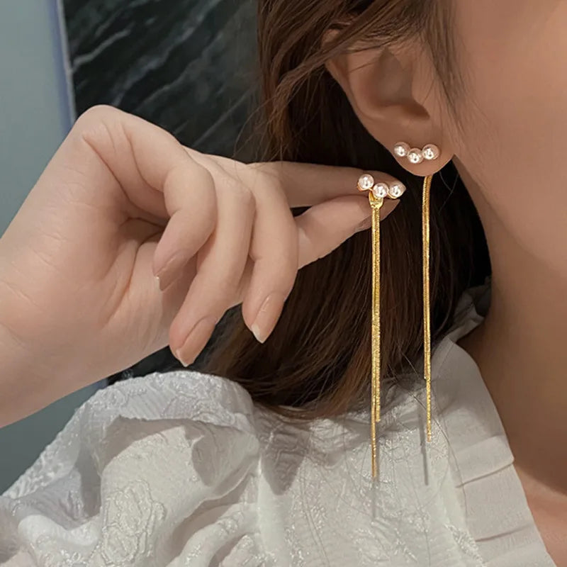 New Fashion Beautiful Zircon Pearl Tassel Earrings Korean Style 2025 Brincos Feminino Party Jewelry Gifts