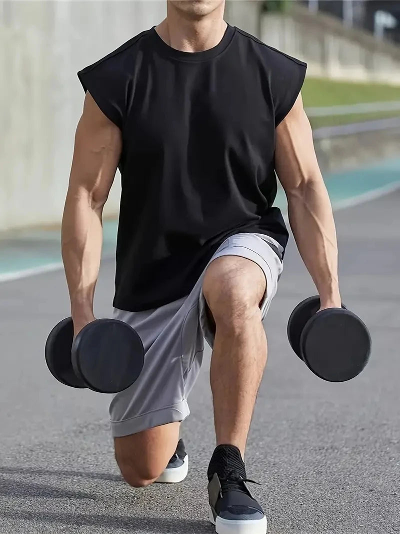 Summer Fitness Vest for Men, Breathable and Loose-Fitting Training Sleeveless T-shirt, Quick-Drying Vest, Fitness Male Clothing