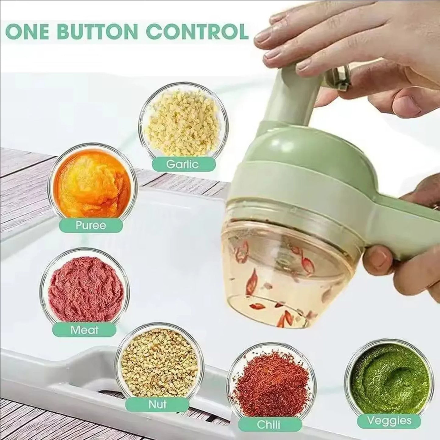 Mini Wireless Food Chopper – Cordless Electric Garlic & Veggie Masher with Multi-Blade Design
