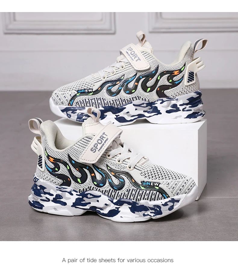 Kids Running Sneakers – Breathable Mesh Casual Shoes for Boys (Ages 7–12)