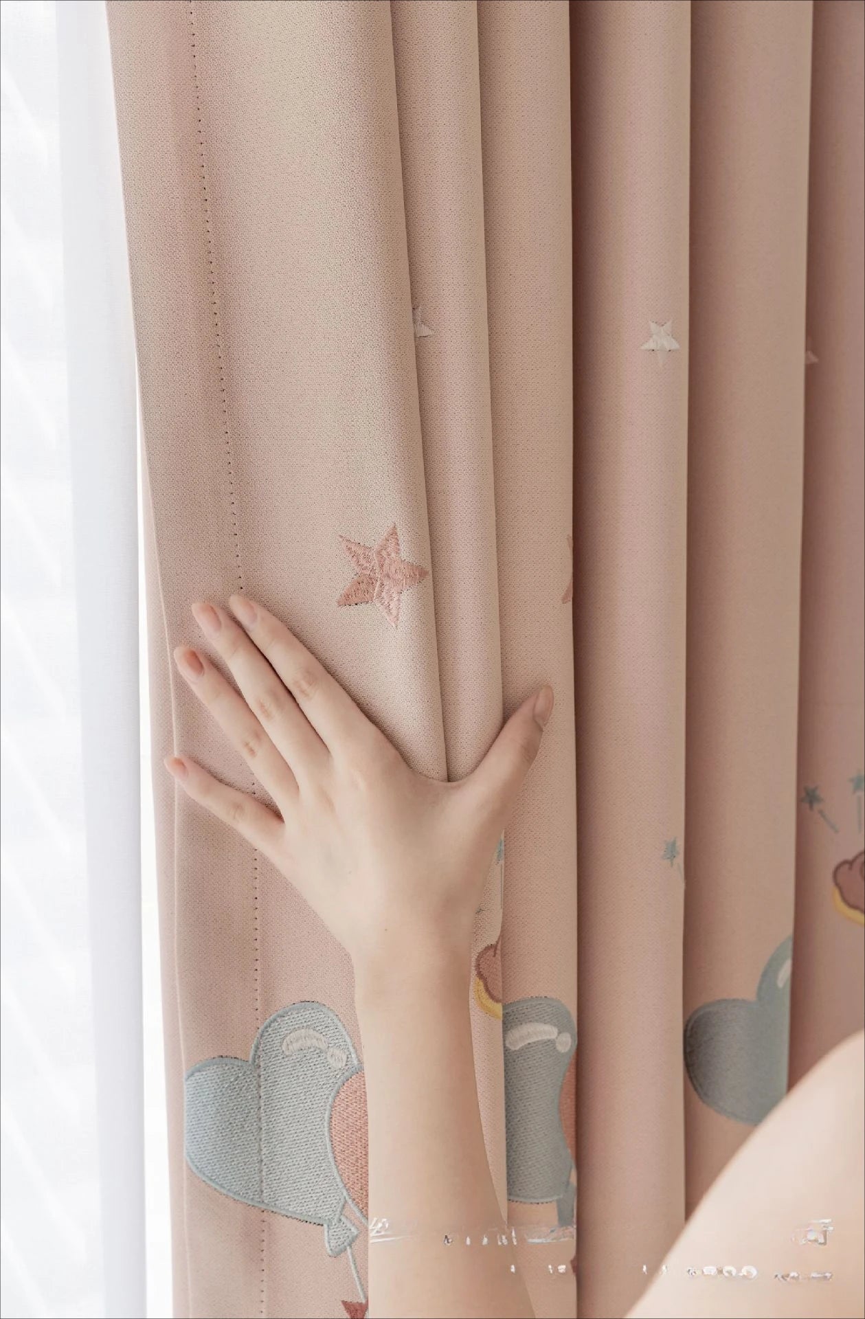Modern Simple Playful Cartoon Printed Curtains Cute Little Dog Embroidery Blackout for Girls' Rooms Children's Rooms Curtains