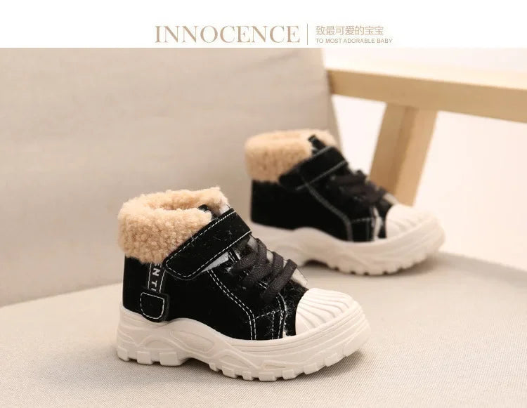 Children's Winter Warm Boots – Boys' & Girls' Waterproof Cotton Shoes with Thick Velvet Lining
