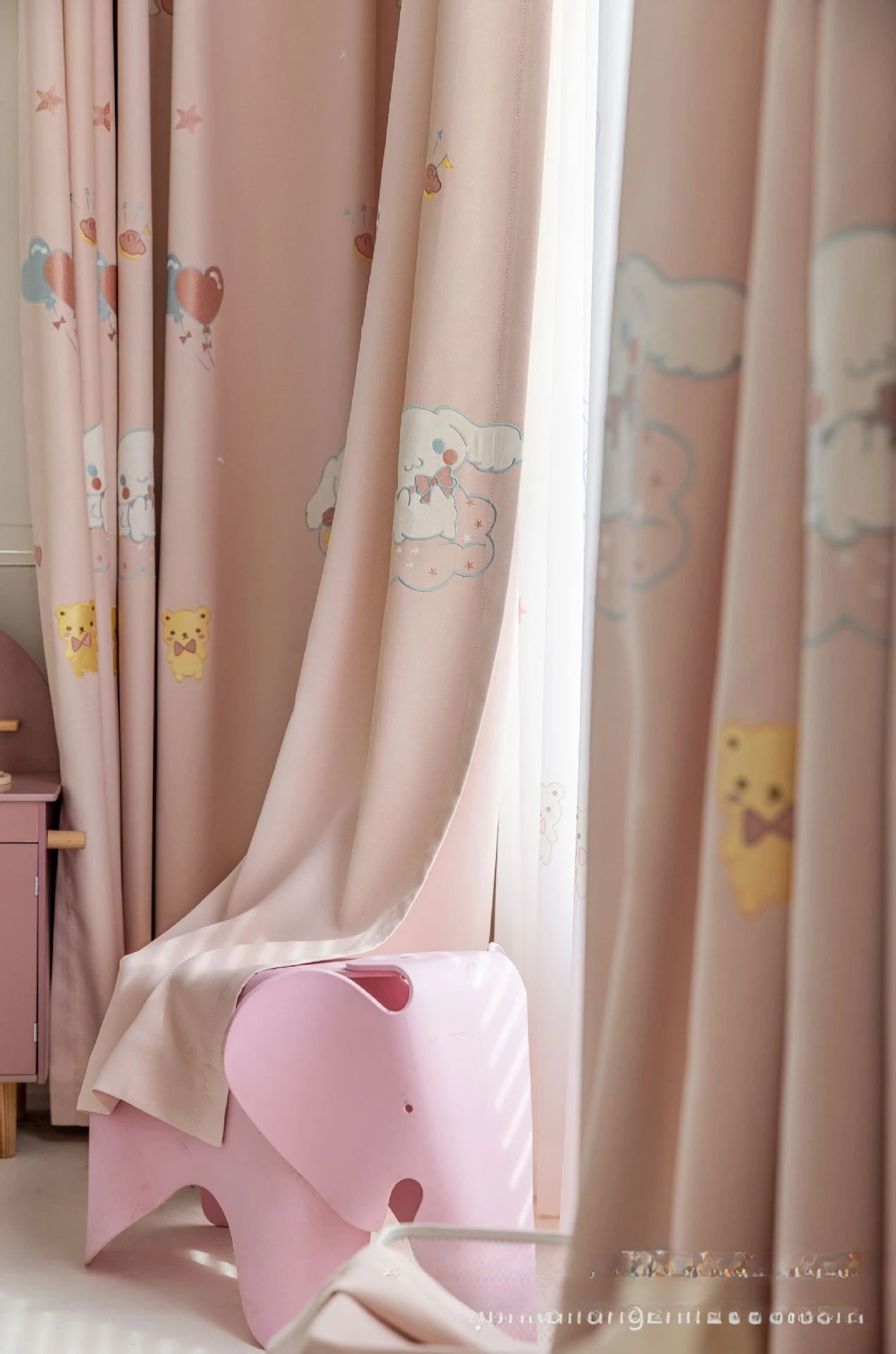 Modern Simple Playful Cartoon Printed Curtains Cute Little Dog Embroidery Blackout for Girls' Rooms Children's Rooms Curtains