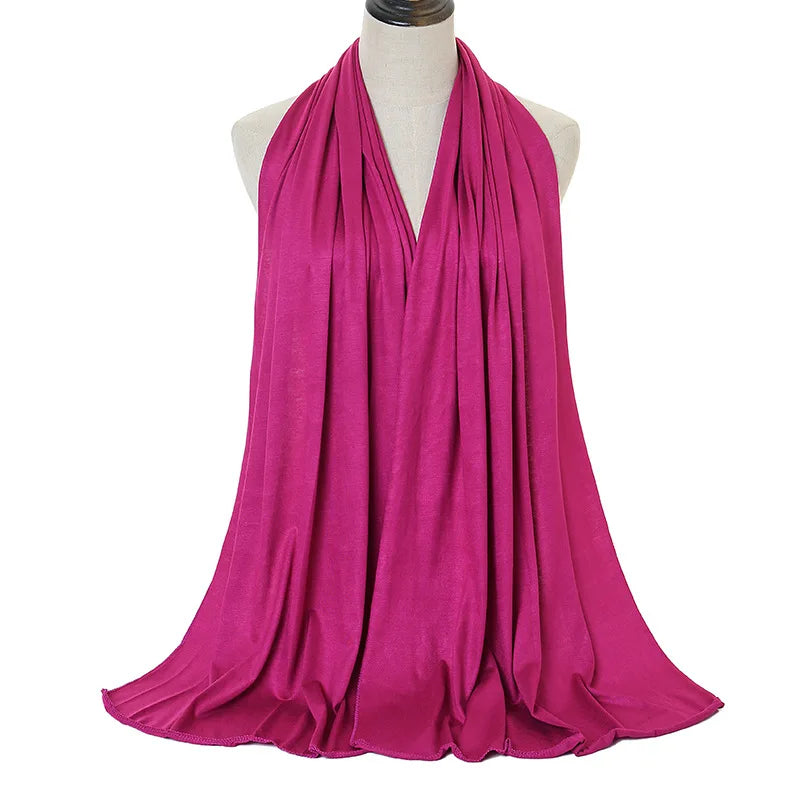 Cotton Jersey Hijab Scarf Long Shawl Plain Soft Turban Tie Head Wraps For Women Headband 170x60cm