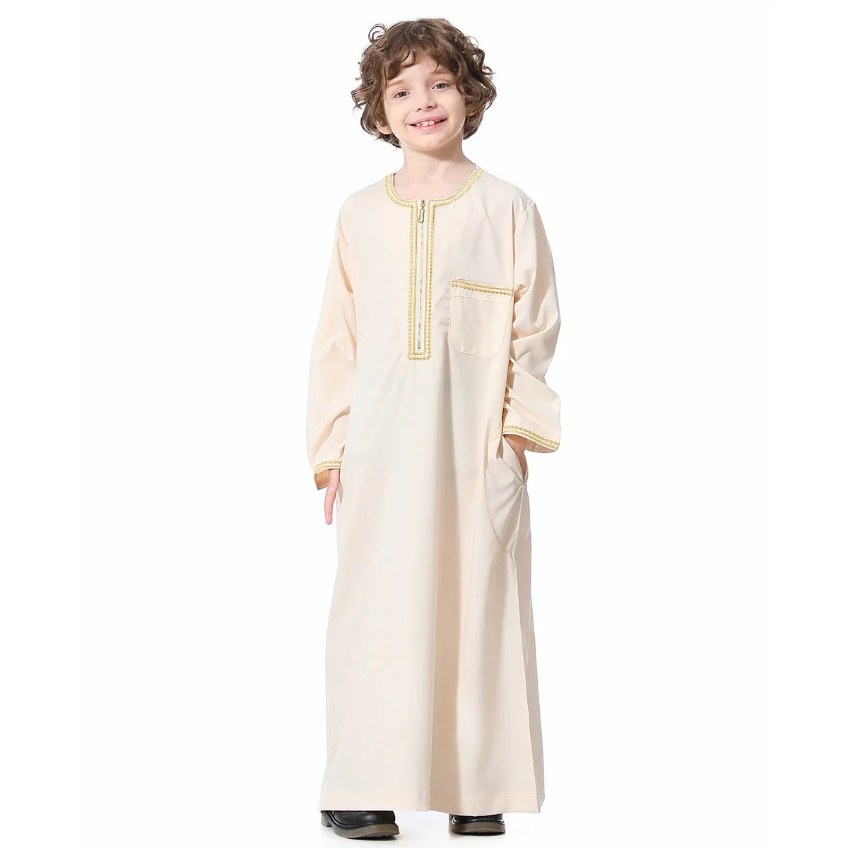 Arab Jubba Boys Robe Kids Abayas Kaftan Islamic Clothing Long Sleeve Thobe Middle East Teenage Clothing Muslim Ramadan Eid Dress