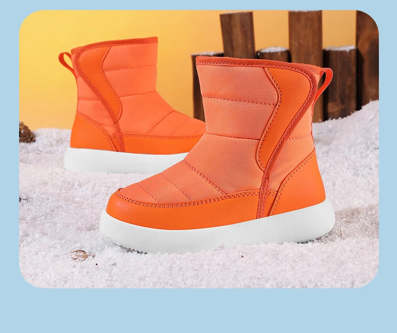 Winter Warm Kids Snow Boots – Plush, High-Top, Anti-Slip, Waterproof Cotton Shoes for Boys & Girls