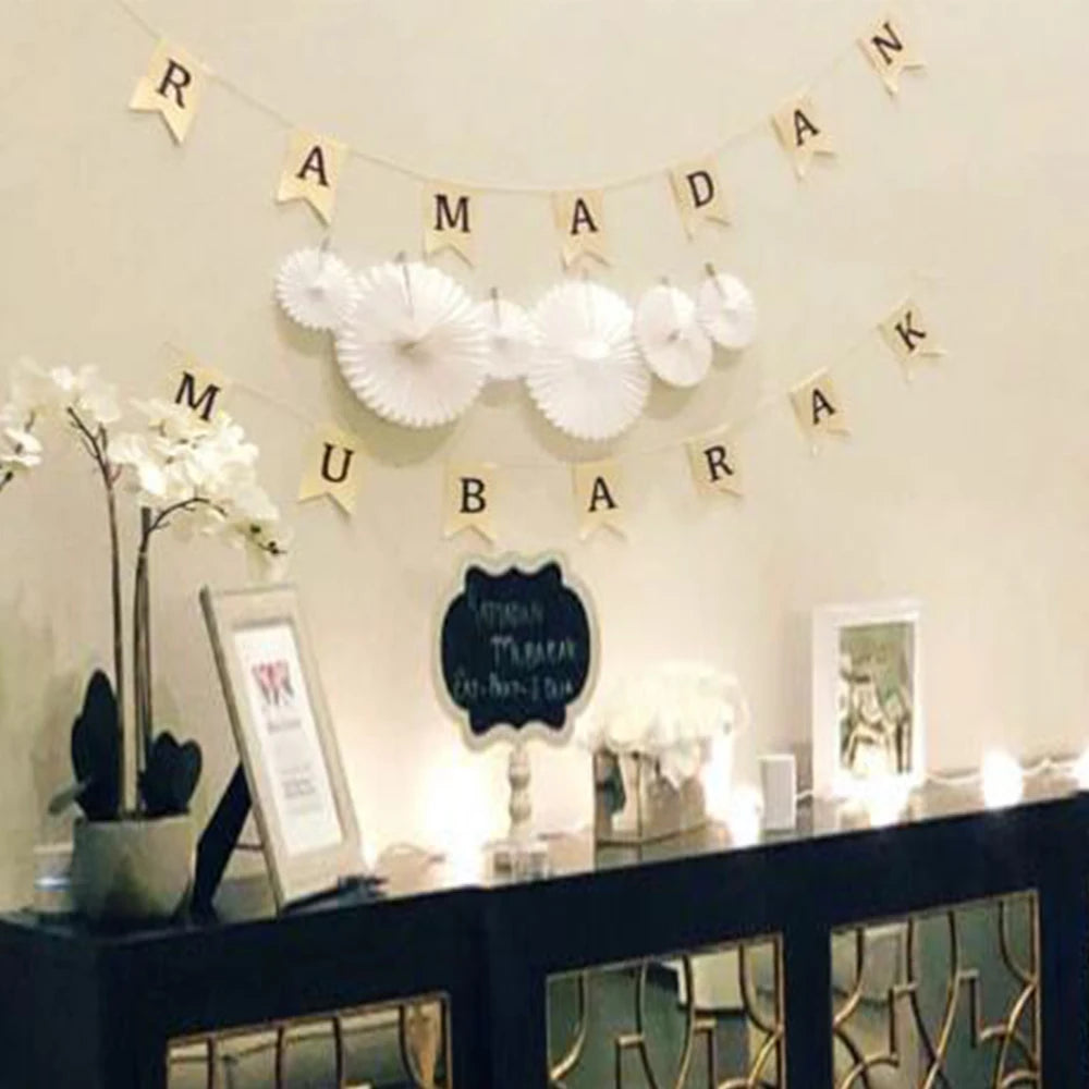 2 Pack Ramadan Kareem Banner Islamic Muslim Home Decoration 2025 Hanging Wall Party Supplies