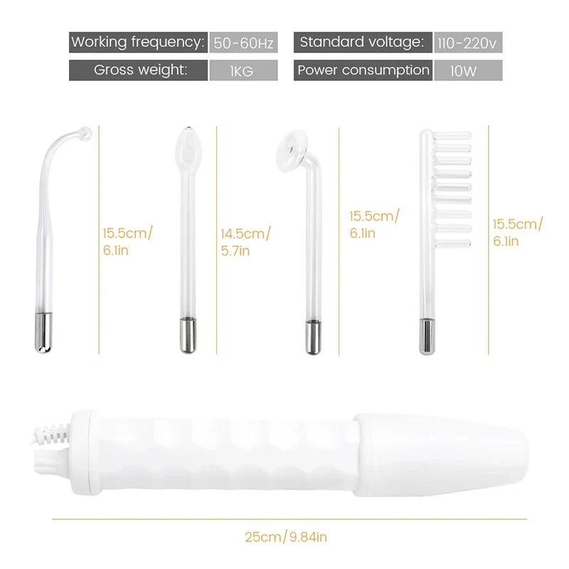4-in-1 High-Frequency Facial Wand – Galvanic Therapy Tool for Acne, Anti-Aging, Hair Growth & Skin Care