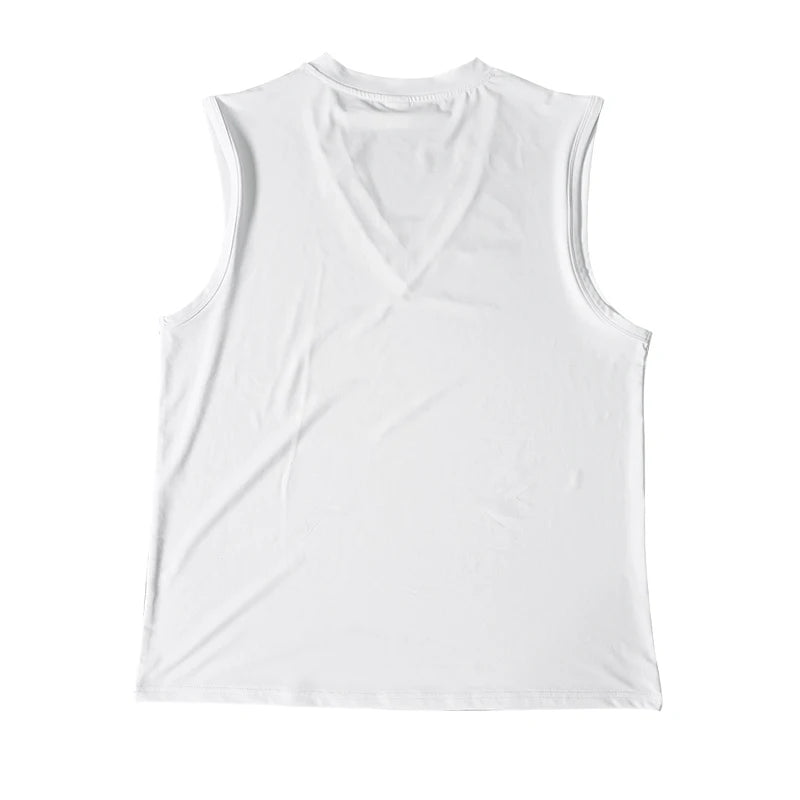 Summer Men's Solid Color V-Neck Vest, Casual Breathable Sleeveless T-Shirt, Suitable for Fitness and Sports Tank Tops