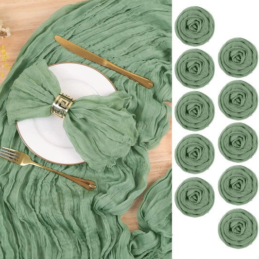 102Pcs Wholesale Cheesecloth Napkin Sage Green Gauze Napkins Party Christmas Wedding Decoration Baby Shower Dinner Retro Napkins