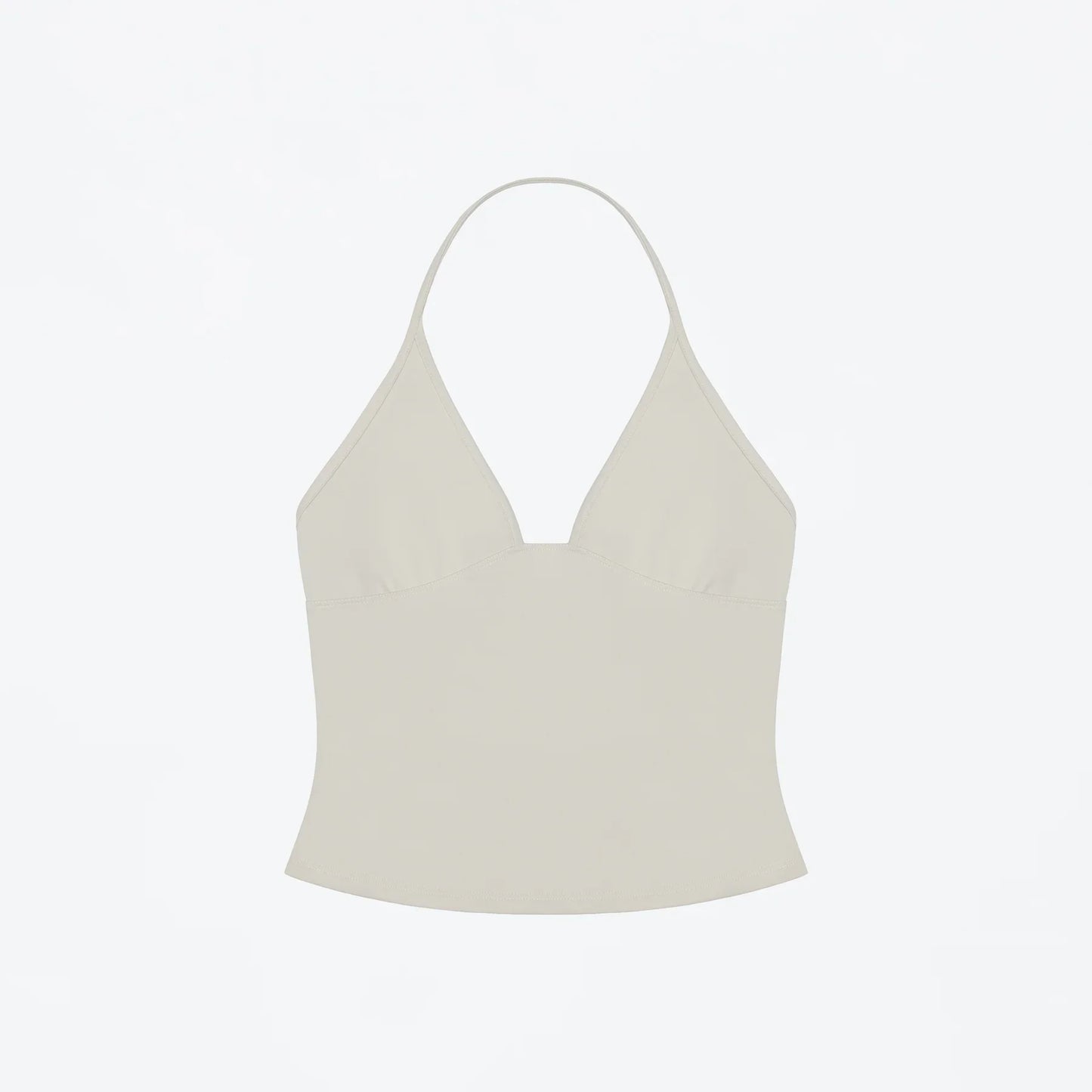 Women’s Halter Neck Tank Top – Deep V-Neck, Slim Fit, Cropped Sleeveless Camisole, Retro Style