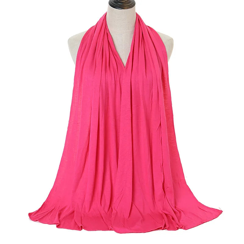 Cotton Jersey Hijab Scarf Long Shawl Plain Soft Turban Tie Head Wraps For Women Headband 170x60cm