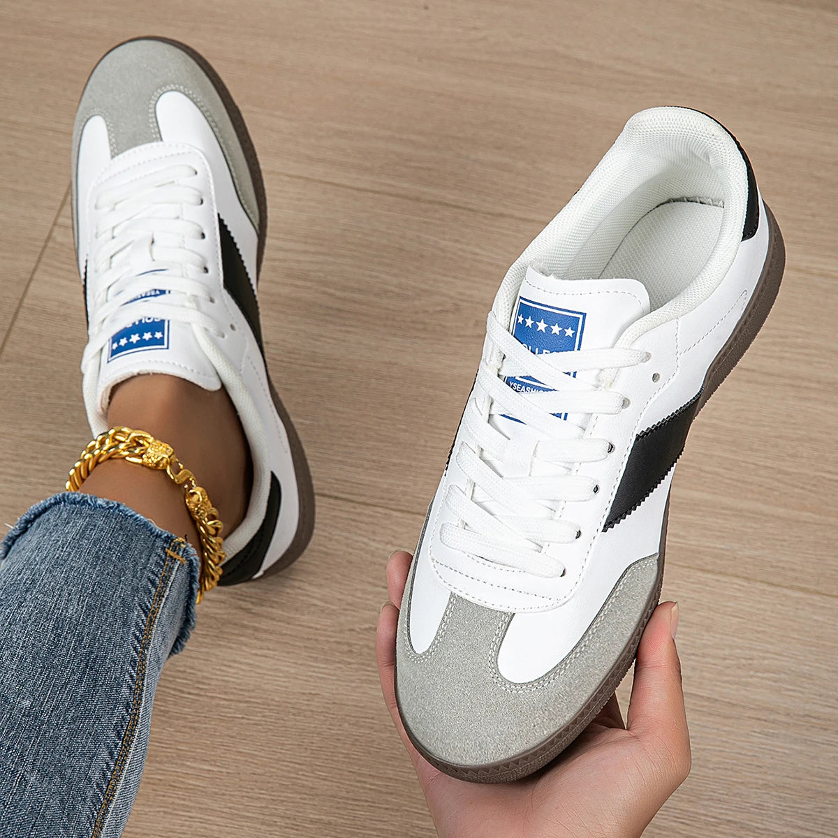 Women's Fashion Shoes – Casual, Non-Slip, Lace-Up, Low-Top Sports Sneakers for Girls, Lightweight and Wear-Resistant with Round Toe Design.