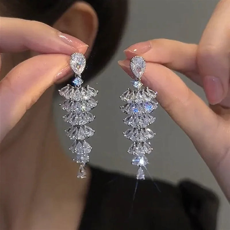 Gorgeous Geometric Drop Earrings for Women with Cubic Zirconia – Luxury Wedding & Party Jewelry