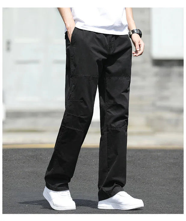 Men's Cargo Pants – Outdoor Casual Cotton Sweatpants, Lightweight and Comfortable, Multi-Pocket Work Style