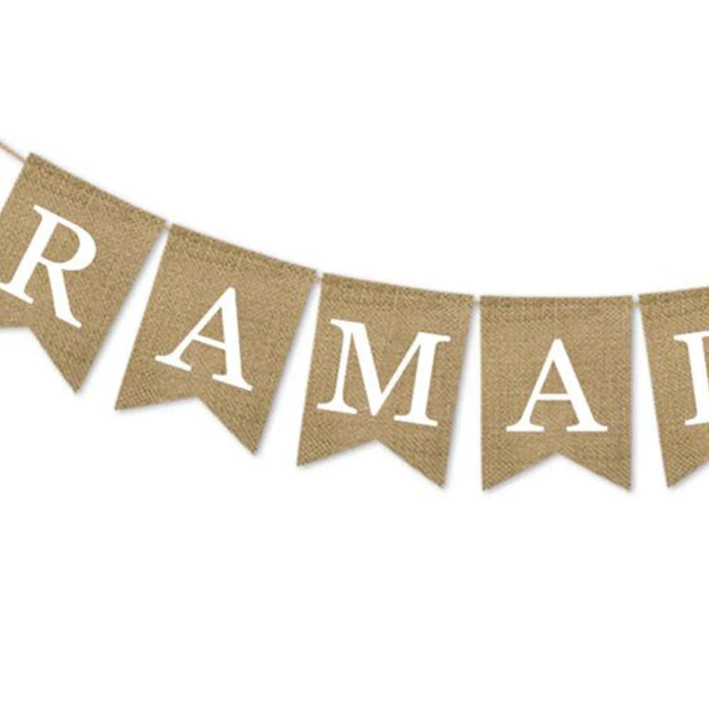 2 Pack Ramadan Kareem Banner Islamic Muslim Home Decoration 2025 Hanging Wall Party Supplies