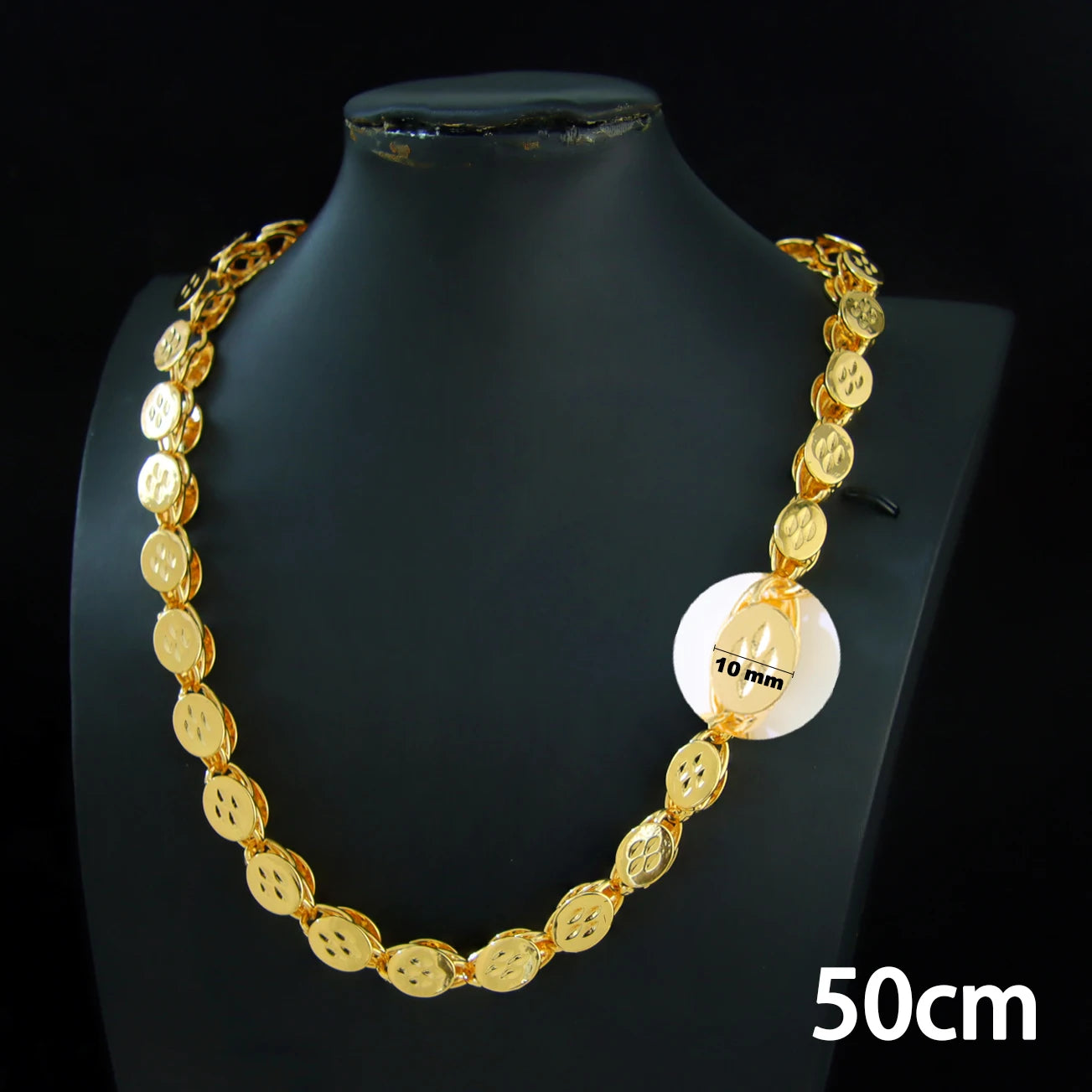 Luxury Arabic Wedding Long Necklace – 50/100cm, 24K Gold-Plated, Islamic Dubai Turkish Women's Bridal Engagement Party Chic Jewelry