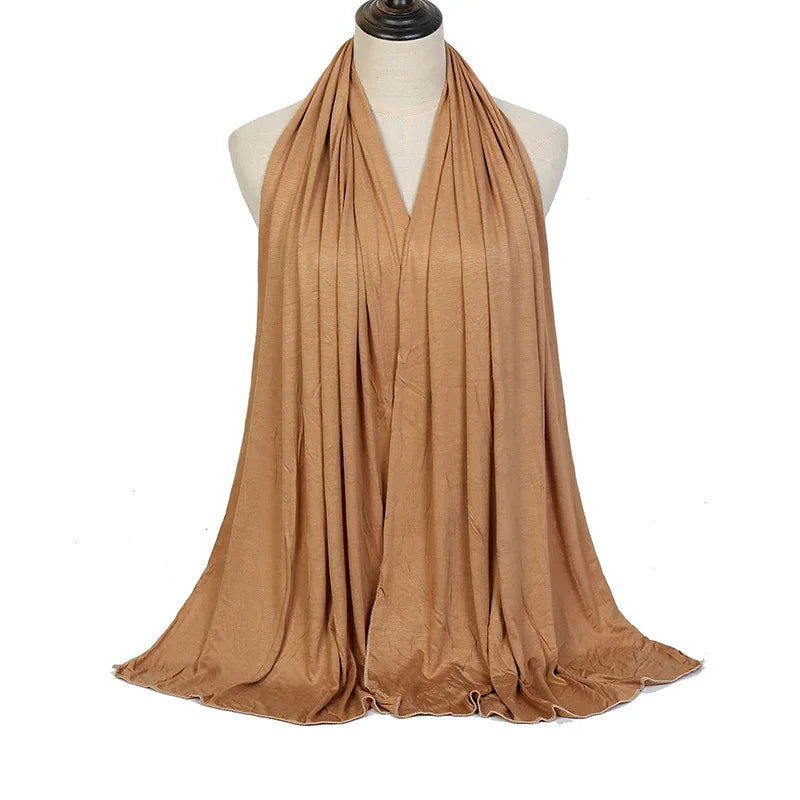 Cotton Jersey Hijab Scarf Long Shawl Plain Soft Turban Tie Head Wraps For Women Headband 170x60cm